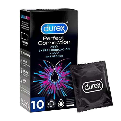 Durex Preservativos Perfect Connection – Extra Lubricación de Silicona Adecuados También para Sexo Anal – 10 condones