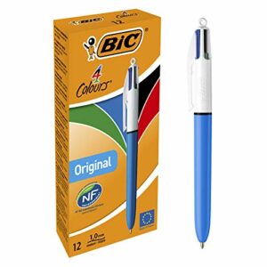 BIC 8934642 - 4 colores Original bolígrafos Retráctiles punta media (1,0 mm) – Caja de 12 unidades