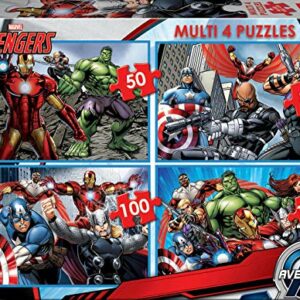 Educa - Multi 4 Puzzles Junior, puzzle infantil Avengers de 50,80,100 y 150 piezas, a partir de 5 años (16331)
