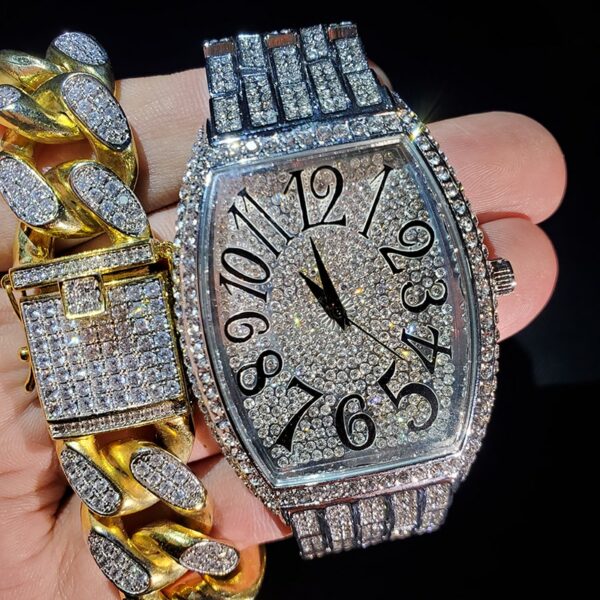 Quare Design-Reloj de pulsera de cuarzo para hombre, cronógrafo con cristal de zafiro, de lujo, estilo Hip Hop, Rock, de acero