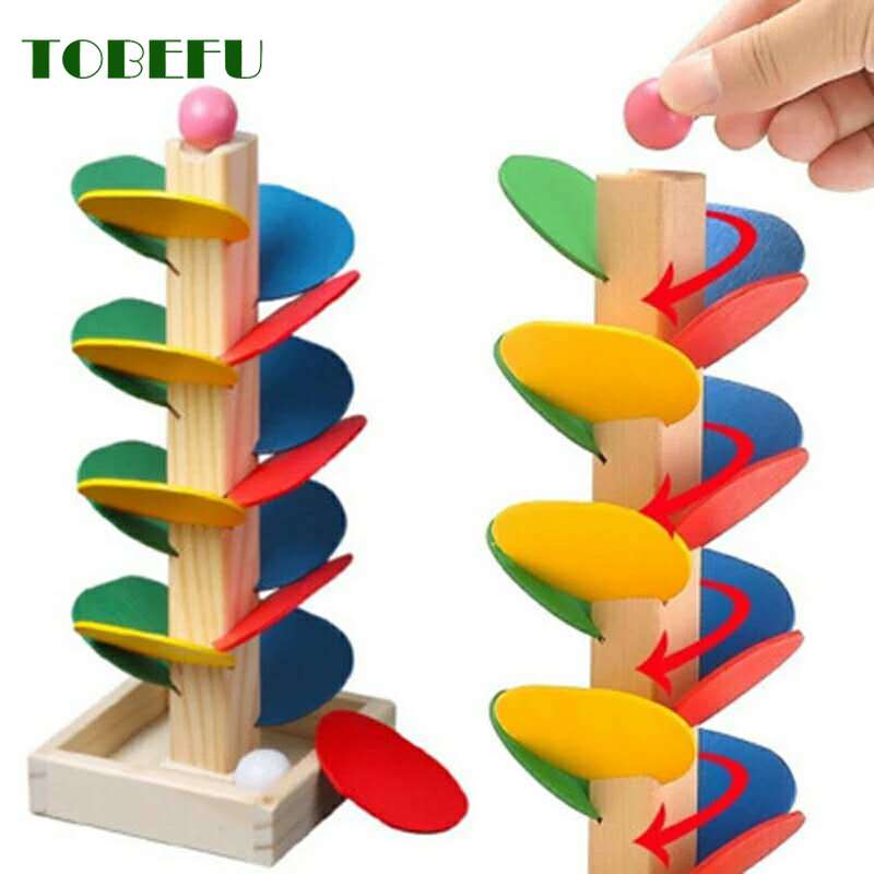 TOBEFU-bloques de juguete Educativos Montessori para bebés y niños, juguete educativo de madera, Bola de mármol, juego de pista, inteligencia temprana