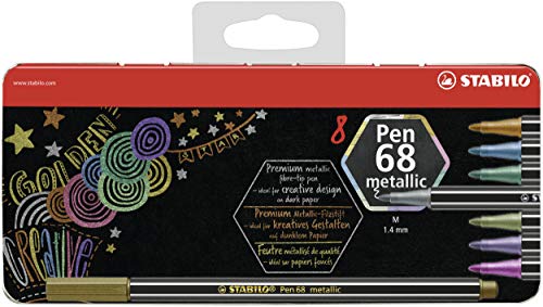 Rotulador metálico STABILO Pen 68 metallic – Estuche de metal con 8 colores
