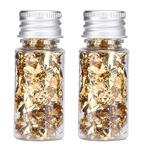 2 Botellas de Hojas de Pan de Oro Comestible Papel de Aluminio Decorativo multifunción para Pastel de Postre Chocolate embotellado