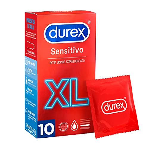 Durex Preservativos Sensitivo Suave para Mayor Sensación Talla XL – 10 condones más grandes