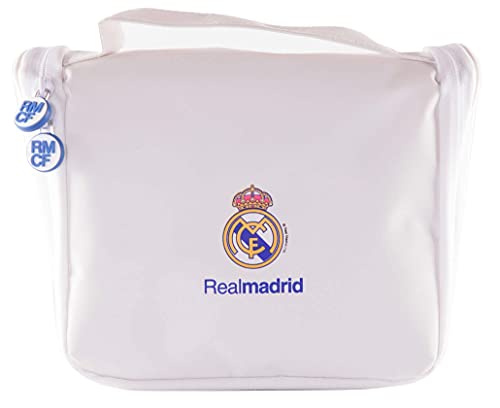 Real Madrid Neceser de Viaje – Producto Oficial del Equipo, con Percha para Colgar y Varias Alturas para Guardar Artículos de Aseo