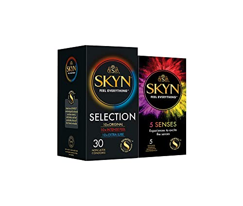 SKYN Selection, Selección De Preservativos Sin Látex (30Uds) + SKYN Five Senses, Preservativos Sin Látex Mixtos (5Uds)