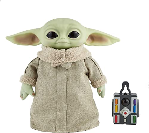 Star Wars Peluche de Baby Yoda de El Mandaloriano – Sonidos y Movimientos – Blando con Base Robusta – 28 cm – Regalo para Adultos y Niños de 3+ Años
