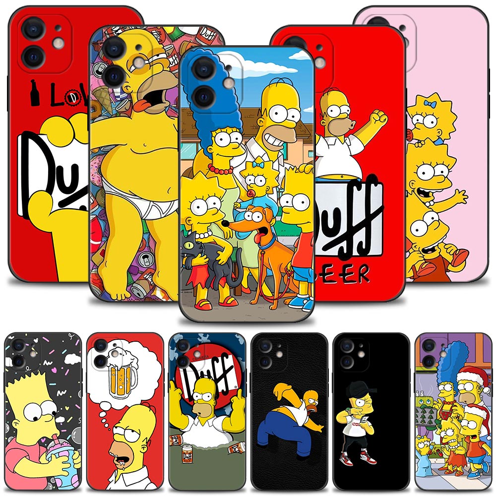 Funda de silicona suave para iPhone, carcasa a prueba de golpes, para modelos Los Simpsons 13, 12, 11 Pro Max, 11, 12 Pro, 13 Mini