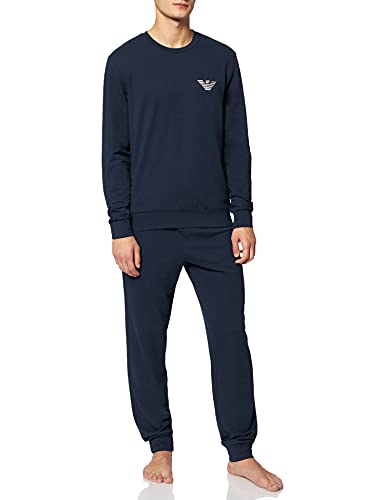 Emporio Armani Stretch Terry Suéter y Pantalones, Hombre, Azul (Marine), XL