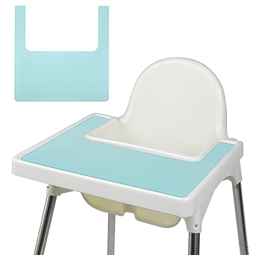 Vicloon Mantel Silicona para Silla Alta, Adecuado para IKEA Mantel Individual para Silla Alta, Adecuado para Trona IKEA Antilop, Adecuado para Niños Pequeños y Bebés（Azul）