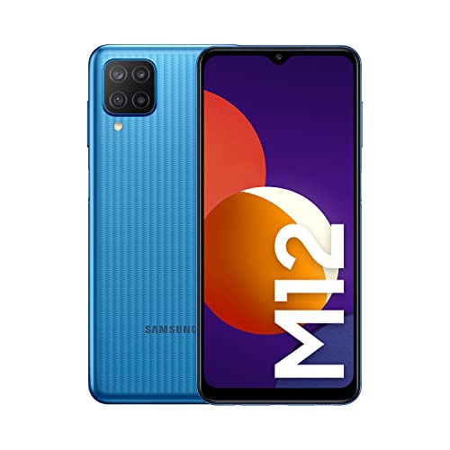 Samsung Smartphone Galaxy M12 con Pantalla Infinity-V TFT LCD de 6,5 Pulgadas, 4 GB de RAM y 128 GB de Memoria Interna Ampliable, Batería de 5000 mAh y Carga rápida Azul (ES Versión)