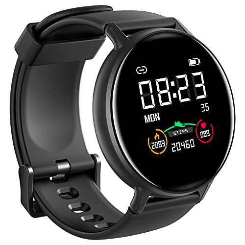 IOWODO R2 Smartwatch Hombre Mujer, Reloj Inteligente Impermeable 5ATM con Notificación de Mensajes Esfera Personalizada Pulsometro Podómetro Sueño,Pulsera Actividad Inteligente para iOS Android