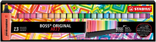 Marcador STABILO BOSS ORIGINAL ARTY – Ser de mesa con 9 colores fluorescentes y 14 colores pastel