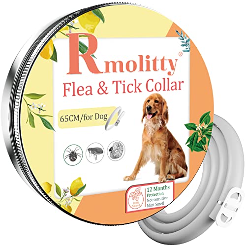 Rmolitty Collar Antiparasitario Perros, Collar para Garrapatas,Tratamiento de pulgas de aceites Naturales para 12 Meses de protección, 65 cm de Longitud para Perros Pequeña Mediano Grande
