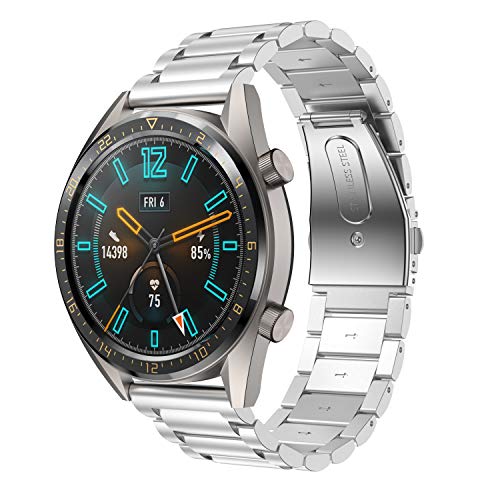 Supore Correa Compatible con Huawei Watch GT2 46mm/Watch GT 46mm/Watch GT Active/Watch 2 Pro/Honor Watch Magic/Galaxy Watch 46mm/Gear S3/Gear 2, Correa de Repuesto de Acero Inoxidable de 22 mm