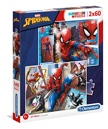 Clementoni – 2 Puzzles infantiles de 60 piezas SpiderMan, puzzle infantil superhéroes a partir de 5 años (21608)