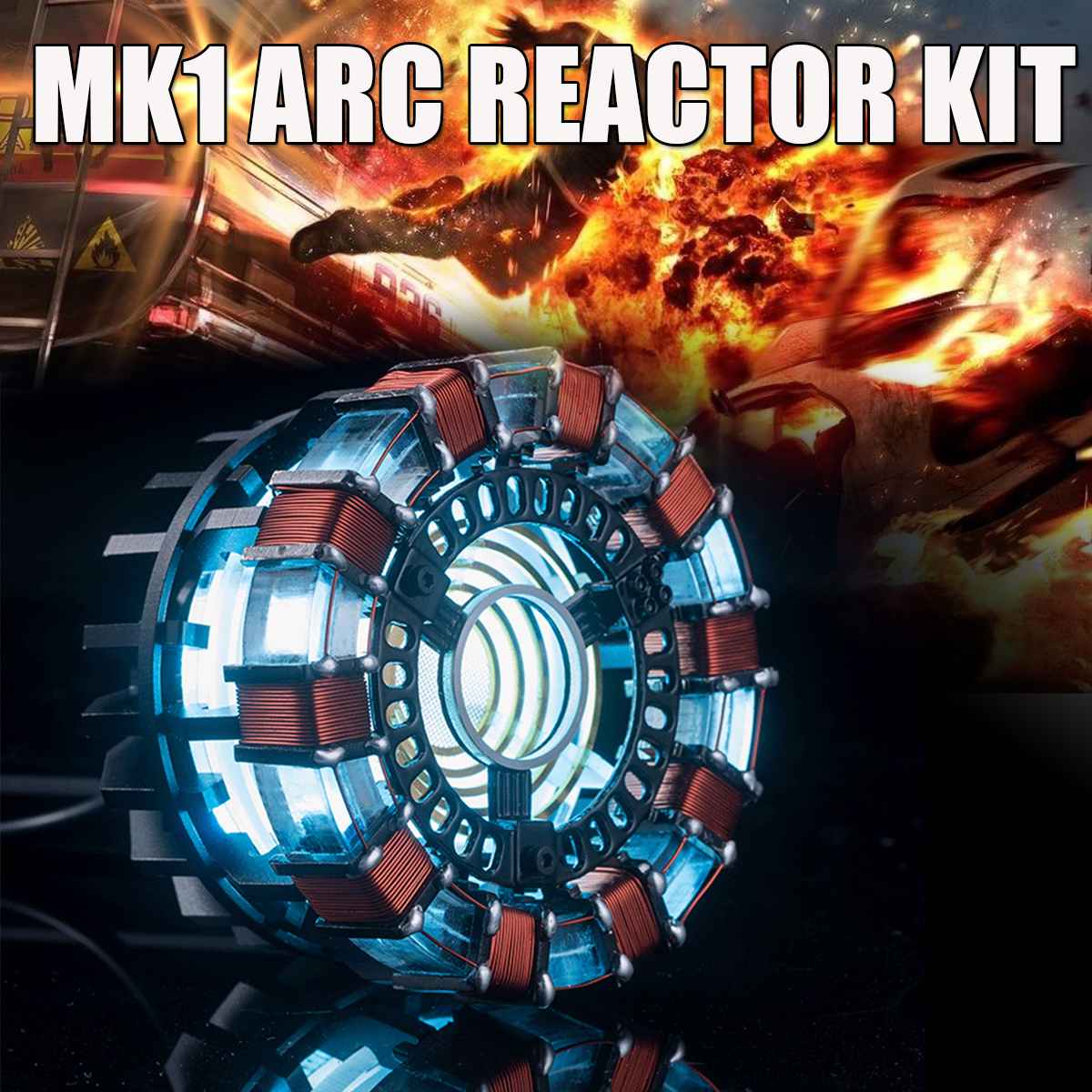 MKI/MK2 escala 1:1 para Reactor de arco de Iron Man, necesita ensamblar el Reactor de 8x8x6cm con acción de luz LED USB con Manual en inglés