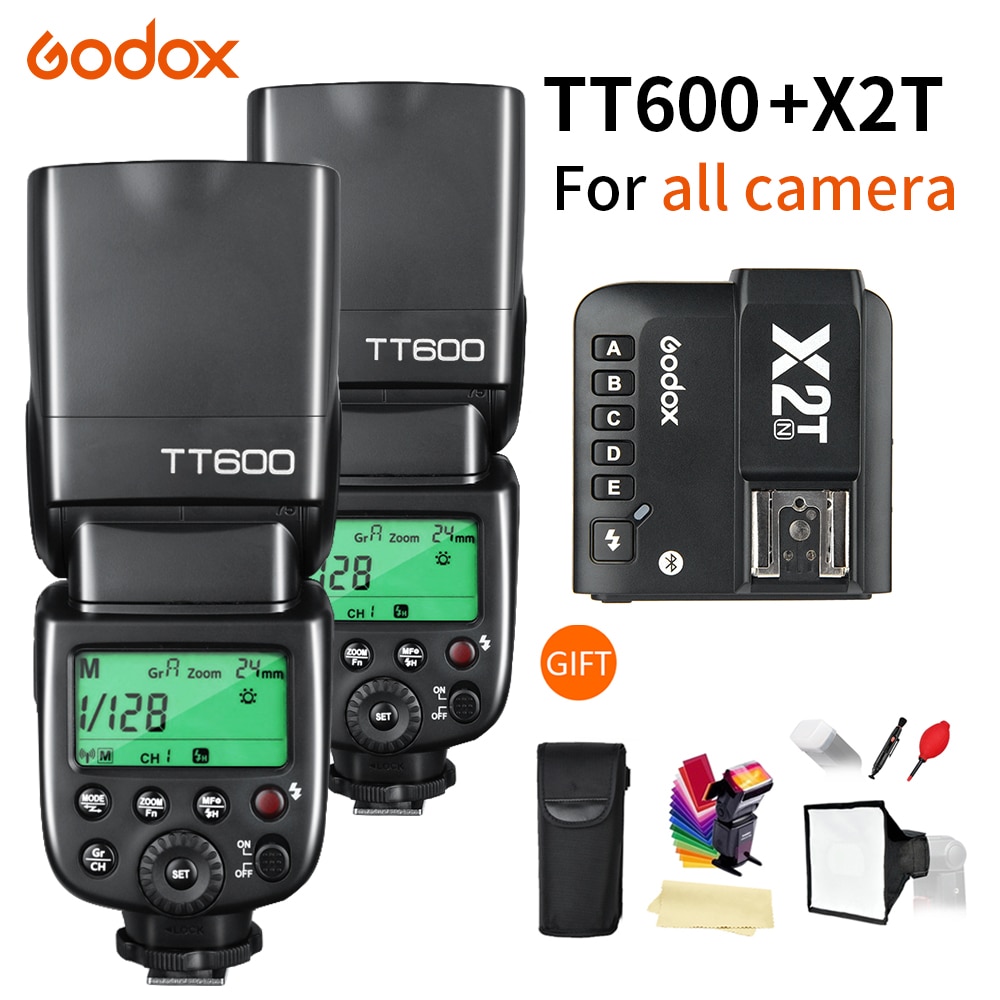 Godox-Flash TT600 2,4G inalámbrico TTL 1/8000s para cámara fotográfica, Speedlite + disparador X2T-C/N/S/F/O/P para Canon, Nikon, Sony, Fuji, Olympus