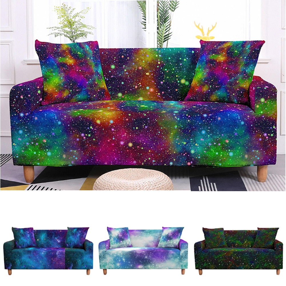 Galaxy Space-funda de sofá elástica para sala de estar, cubierta de sofá Seccional de 3 plazas, en forma de L, 2 unidades