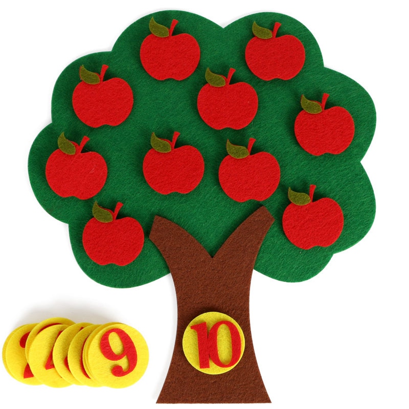Juguete Montessori de manzana para niños pequeños, material didáctico de matemáticas, Números para contar 1-10, aprendizaje educativo
