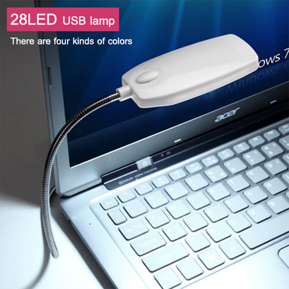 Lámpara de lectura Flexible superbrillante, luz nocturna portátil, 28 LED, USB, protección ocular, para ordenador portátil