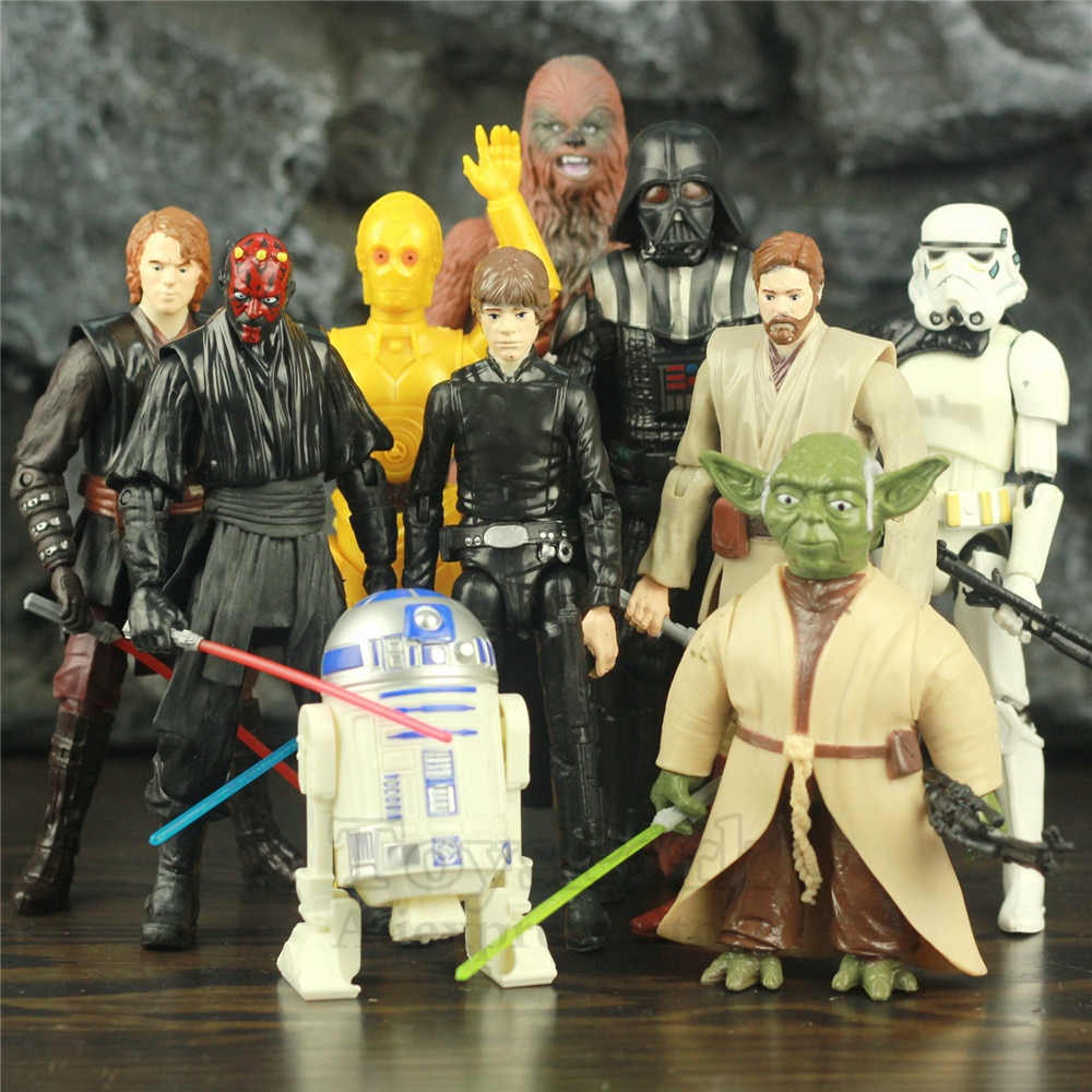 Figuras de acción de la guerra de las galaxias, Luke Anakin, Obi, Wan, Darth Maul, maestro Skywalker, C-3PO, Vader Trooper, Escala de 6 , Juguetes