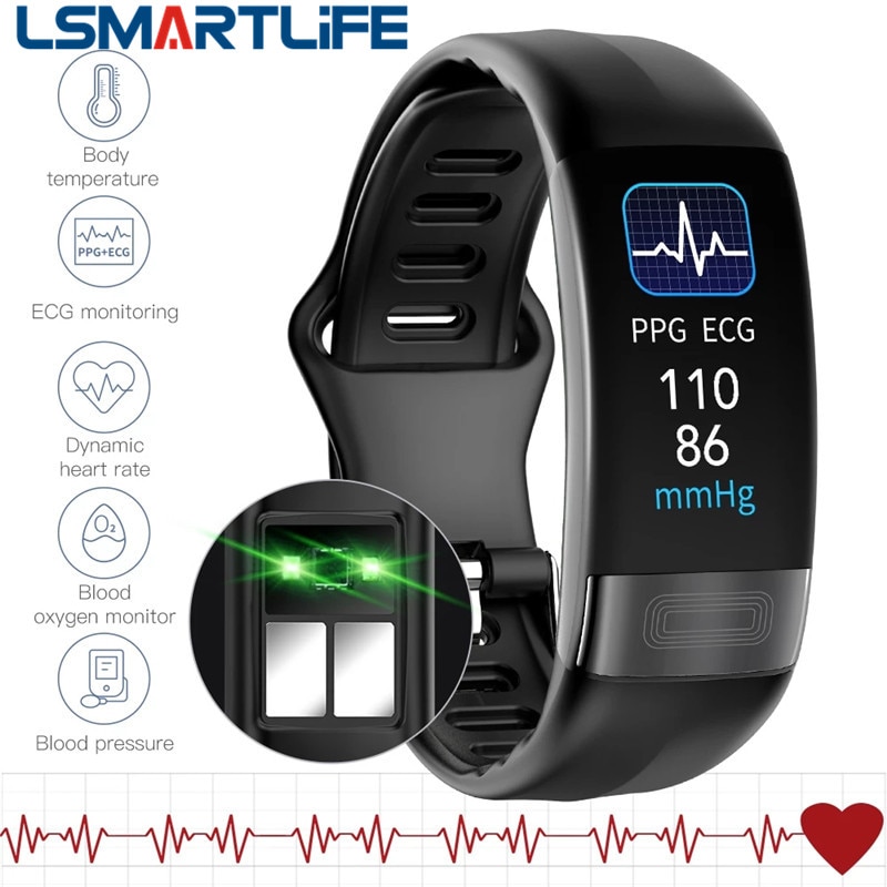 Pulsera inteligente P11 Plus, Monitor de ritmo cardíaco y presión arterial, ECG + PPG, rastreador de Fitness, podómetro, impermeable, deportiva