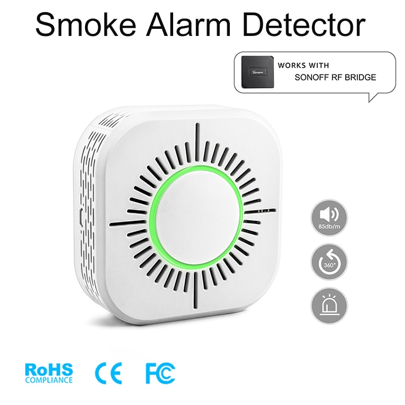Detector de humo inalámbrico Compatible con Sonoff RF Bridge, alarma de seguridad para el hogar inteligente, sensible a 433MHz, vida en reposo superlarga