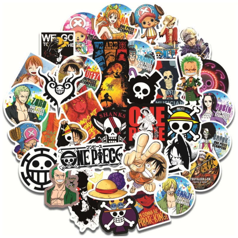 Pegatina de Anime japonés One Piece, calcomanía de Luffy Nami, diario de estudiante, fiesta de cumpleaños, regalo, papelería móvil, 10/30/50 piezas