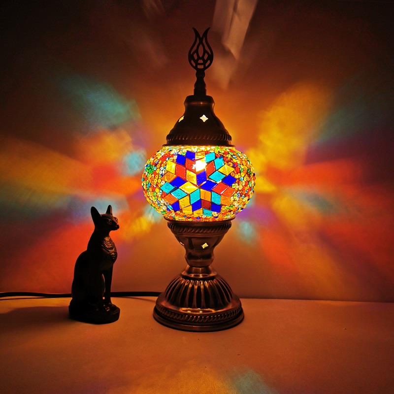 Lámpara de Mesa turca con mosaico de arte Vintage, Iamparas hechas a mano, mosaico de cristal para cama, lámparas con mosaicos, mesilla de noche