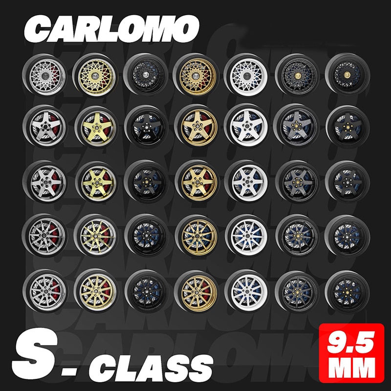 Carlomo-ruedas de Clase S con neumáticos de goma, piezas modificadas para modelo de coche Tomica, Juego de 4 piezas, 1/64
