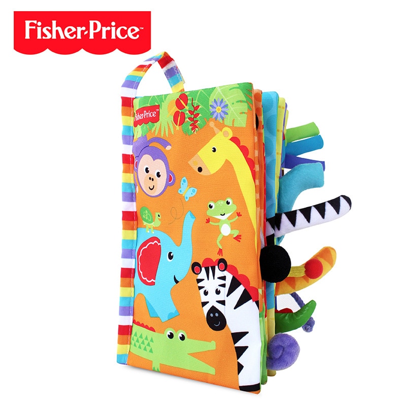 Fisher Price-Libro de tela de cola tridimensional para bebé, juguetes cognitivos de aprendizaje temprano, puede masticar 0-3-6-12