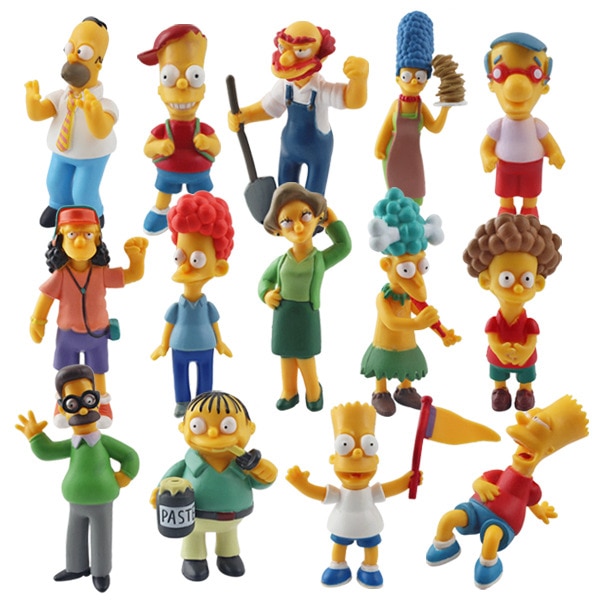 Figuras de acción de Simpsoned para niños, juguetes de colección de PVC de 6-12CM, decoración para el hogar, coche, oficina, regalo de cumpleaños, modelo de juguete de Navidad, 14 unids/set