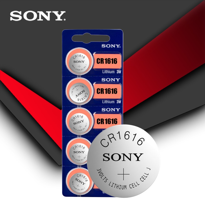 Batería de litio de 3v para reloj de coche, pila de botón Original Sony 100% CR1616 para llave remota cr 1616 ECR1616 GPCR1616, lote de 5 uds.