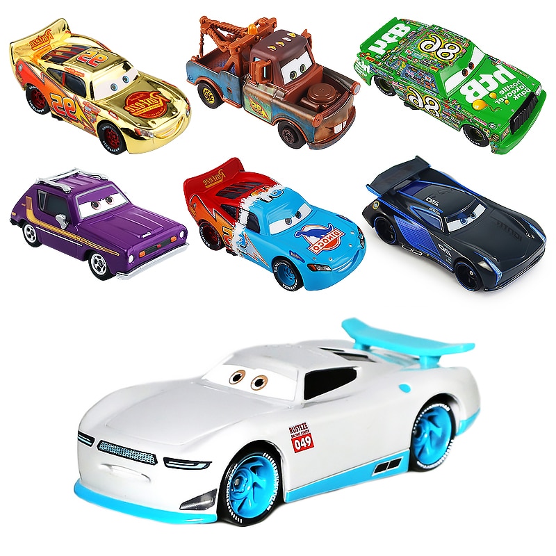 Disney Pixar-Juguetes de los personajes de Cars para niños, juego de Rayo McQueen, Mater, Jackson Storm, Ramírez, vehículo fundido a presión, de aleación de metal, 2, 3