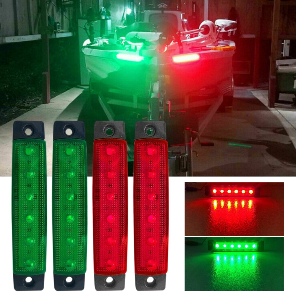 4x LED luces de navegación barco naval ligero verde rojo Stern luz impermeable yate velero barco lámpara de señal Puerto lado arco luces