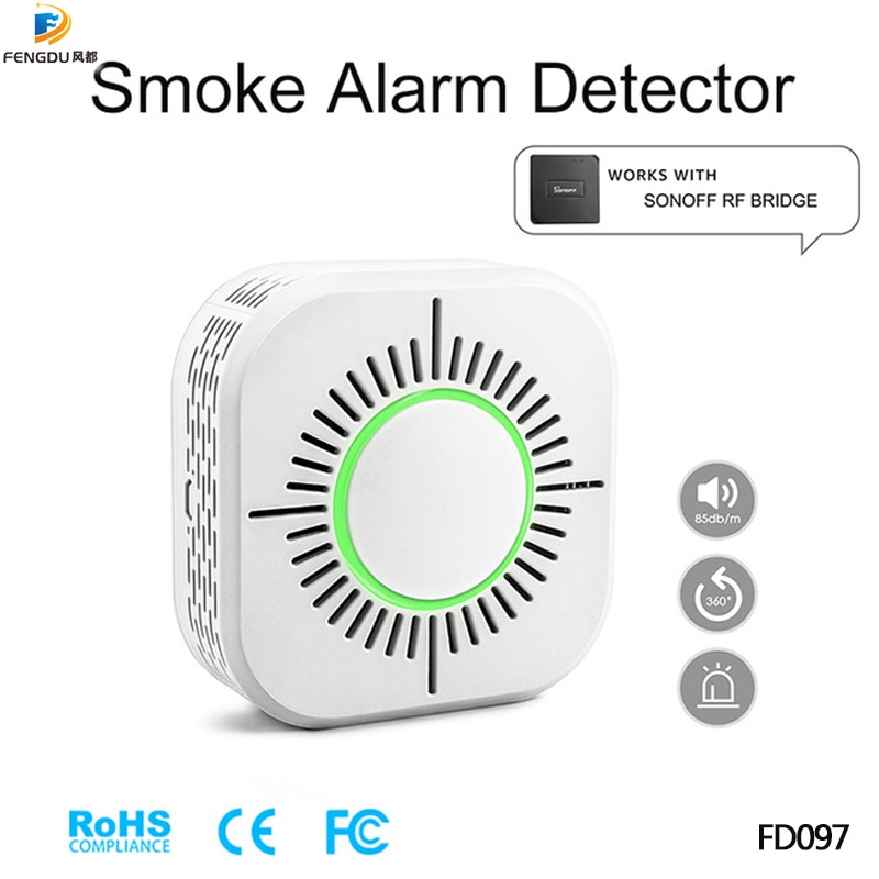 Detector de humo inalámbrico Compatible con Sonoff RF Bridge, alarma de seguridad para el hogar inteligente, sensible a 433MHz, vida en reposo superlarga