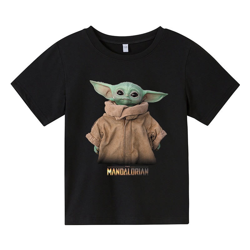 Ropa de bebé Yoda para niños, Camiseta con estampado de Grogu mandaloriano, cuello redondo, manga corta, Multicolor, Top de verano