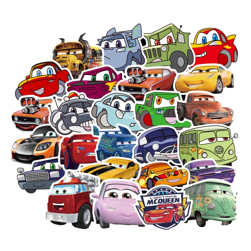 Disney-pegatinas de dibujos animados Pixar Cars 2 3 Lightning McQueen, 50 piezas, para monopatín, motocicleta, equipaje, portátil, guitarra, cuaderno, juguete Sti