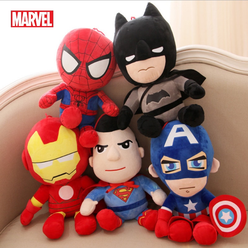 Juguetes de peluche de superhéroes de Marvel para niños, muñecos de peluche suaves de 27cm, vengadores, Superman, Capitán América, Iron Man, Batman, Superman, regalos para niños