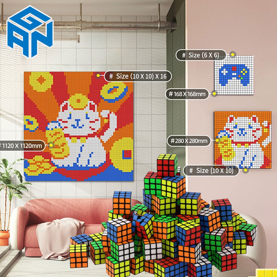 GAN-cubo mágico Rompecabezas 3×3, cubos de mosaico de pared, Mini escritorio GAN328, 3x3x3, varios patrones, Brinquedos Educativos Para criadas, Juguetes