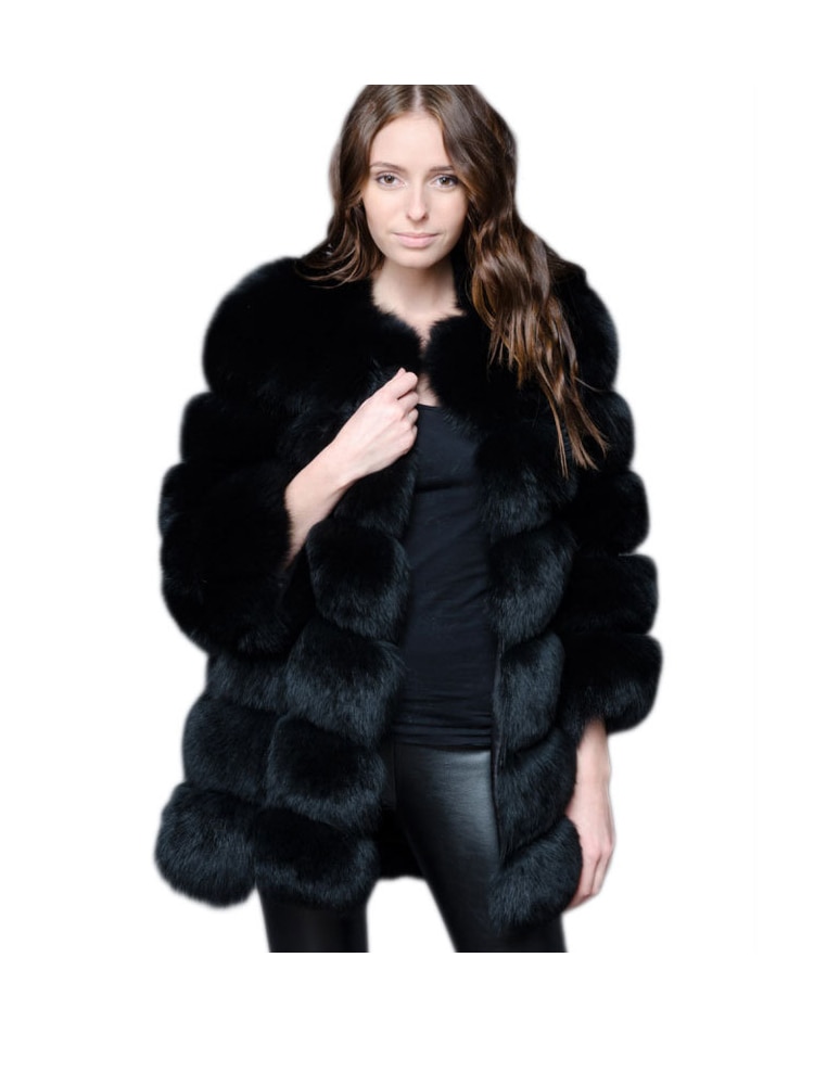 ZADORIN-abrigo largo de piel sintética para mujer, abrigo grueso y cálido, chaqueta mullida de piel sintética para invierno, novedad