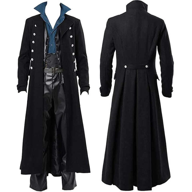 Abrigo de cola Medieval Steampunk para Hombre, Chaqueta larga Vintage gótica, Abrigo victoriano, uniforme, disfraz de Halloween, Abrigo