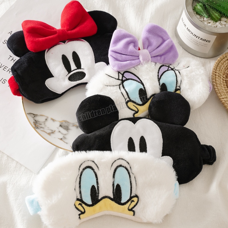 Disney-mascarilla de Mickey Mouse para dormir para mujer, diadema de felpa suave, cubierta de ojos sombreada de viaje, accesorio para el pelo para niña, venda para los ojos para dormir