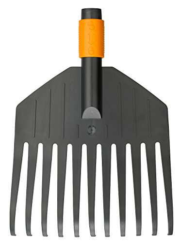 Fiskars Rastrillo pequeño para hojas, cabeza de la herramienta, 11 dientes, Longitud: 21,3 cm, dientes de plástico, Negro/Naranja, QuikFit, 1000659