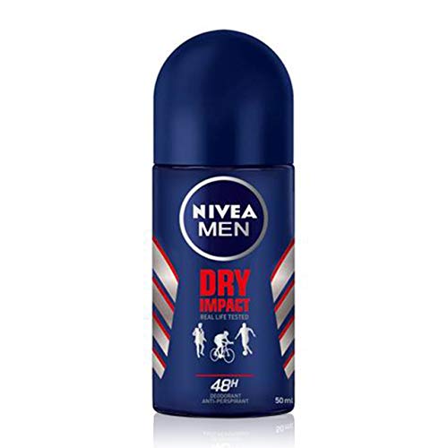 NIVEA Men Dry Impact Roll-on, Desodorante Antitranspirante con Protección 48 Horas, Desodorante Roll-on de Cuidado Masculino Testado en la Vida Real, 50 Mililitros