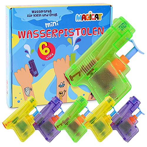Magicat 6 x Pistolas de Agua pequeñas – Juguetes para niños en Fiestas de cumpleaños, Jugar en la Piscina, jardín, al Aire Libre