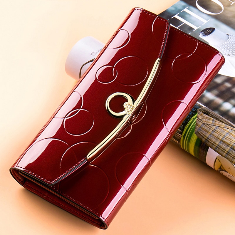 Billeteras de cuero Para Mujer, cartera larga con bolsillo Para teléfono móvil, de diseñador de lujo, con protección RFID