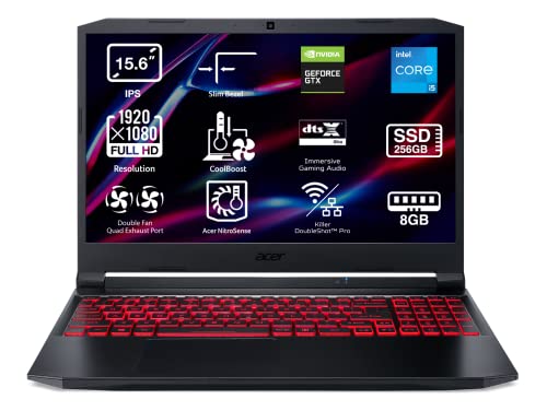 Acer Nitro 5 AN515-56 – Ordenador Portátil Gaming 15.6 Full HD LED, Gaming Laptop (Intel Core i5-11300H, 8 GB RAM, 256 GB SSD, NVIDIA GeForce GTX 1650, UEFI Shell), PC Portátil Negro