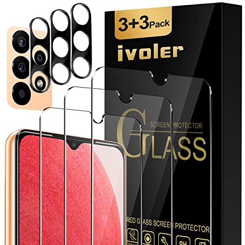 ivoler 3 Piezas Cristal Vidrio Templado Protector de Pantalla para Samsung Galaxy A13 4G / A13 5G / A04S, con 3 Piezas Protector de Lente de Cámara, 9H Dureza, Antiarañazos, Sin Burbujas